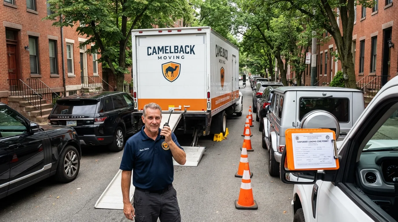 City street loading permit setup in East Norwich, NY